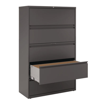 Lateral File, 5 Letter/Legal/A4 -Size File Drawers, Charcoal, 42" x 18.63" x 67.63"