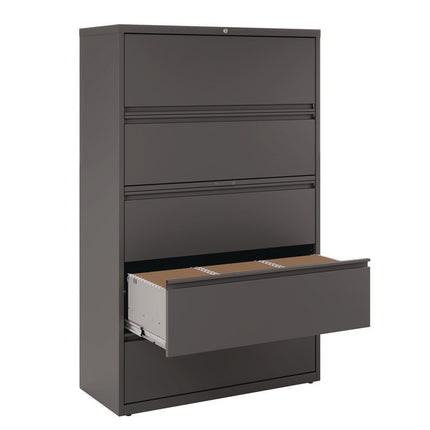 Lateral File, 5 Letter/Legal/A4 -Size File Drawers, Charcoal, 42" x 18.63" x 67.63"