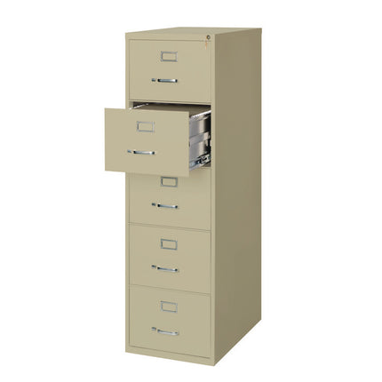 Five-Drawer Economy Vertical File, 5 Legal-Size File Drawers, Putty, 18" x 26.5" x 61.37"