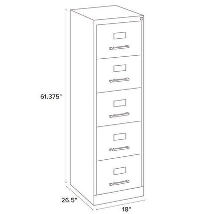 Five-Drawer Economy Vertical File, 5 Legal-Size File Drawers, Putty, 18" x 26.5" x 61.37"