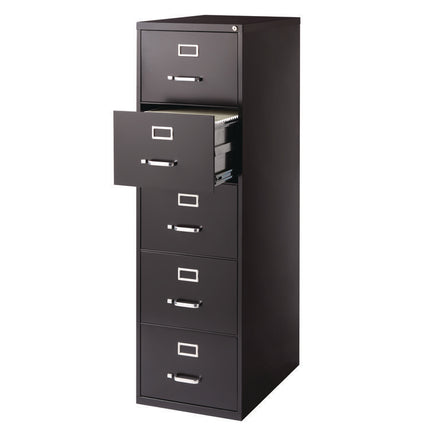 Five-Drawer Economy Vertical File, 5 Legal-Size File Drawers, Black, 18" x 26.5" x 61.37"