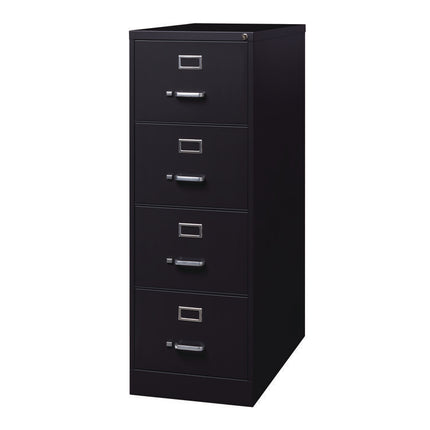 Four-Drawer Economy Vertical File, 4 Legal-Size File Drawers, Black, 18" x 26.5" x 52"