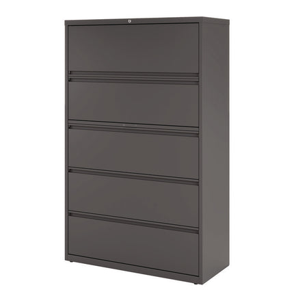 Lateral File, 5 Letter/Legal/A4 -Size File Drawers, Charcoal, 42" x 18.63" x 67.63"
