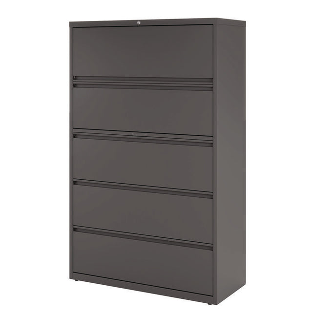 Lateral File, 5 Letter/Legal/A4 -Size File Drawers, Charcoal, 42" x 18.63" x 67.63"