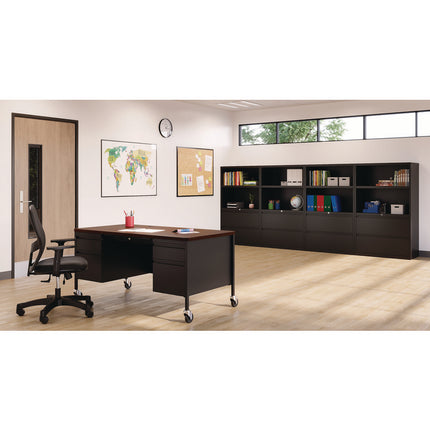 Combo Lateral Filing Cabinet and Bookshelf, 2 Letter/Legal/A4-Size Drawers and 2 Bookshelves, Black, 36" x 18.63" x 60"