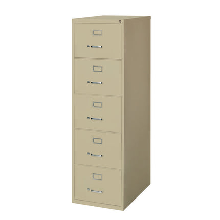 Five-Drawer Economy Vertical File, 5 Legal-Size File Drawers, Putty, 18" x 26.5" x 61.37"