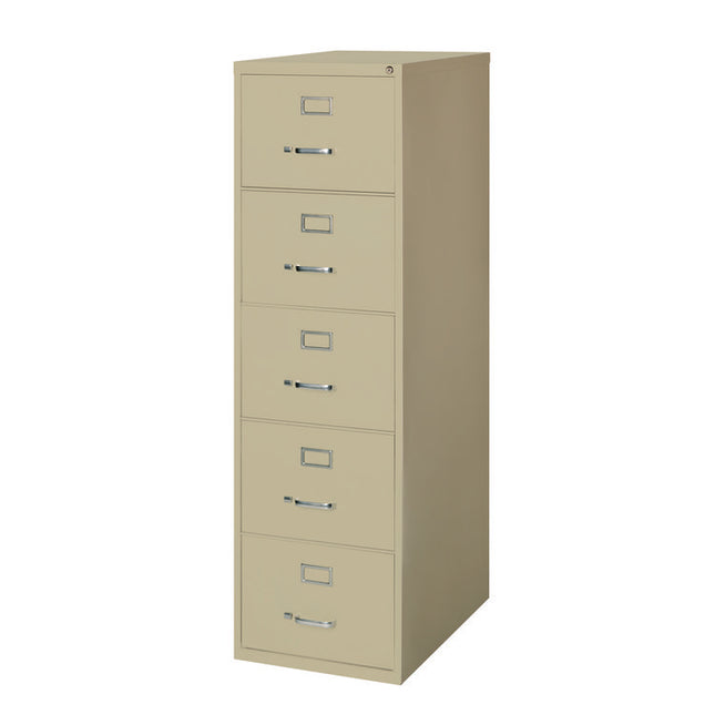 Five-Drawer Economy Vertical File, 5 Legal-Size File Drawers, Putty, 18" x 26.5" x 61.37"