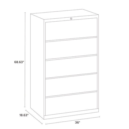 Combo Lateral File Cabinet and Rollout File Shelf, 4 Letter/Legal/A4-Size Shelves and 1 Drawer, Putty, 36" x 18.63" x 68.63"