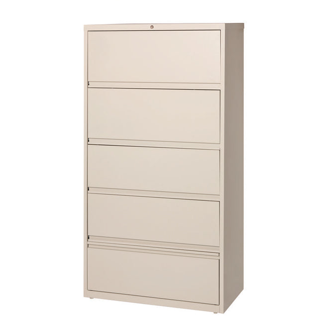 Combo Lateral File Cabinet and Rollout File Shelf, 4 Letter/Legal/A4-Size Shelves and 1 Drawer, Putty, 36" x 18.63" x 68.63"