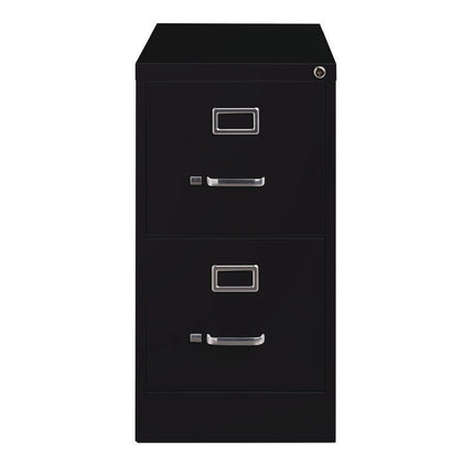 Two-Drawer Economy Vertical File, 2 Letter-Size File Drawers, Black, 15" x 28.5" x 28.37"