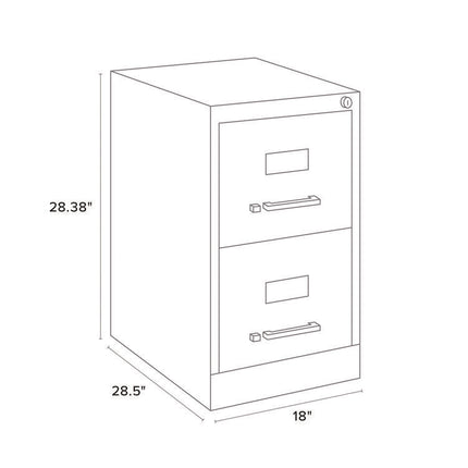 Two-Drawer Economy Vertical File, 2 Letter-Size File Drawers, Black, 15" x 28.5" x 28.37"