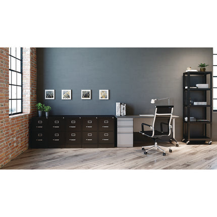 Two-Drawer Economy Vertical File, 2 Letter-Size File Drawers, Black, 15" x 28.5" x 28.37"