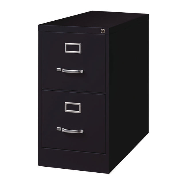 Two-Drawer Economy Vertical File, 2 Letter-Size File Drawers, Black, 15" x 28.5" x 28.37"