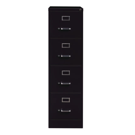 Four-Drawer Economy Vertical File, 4 Letter-Size File Drawers, Black, 15" x 28.5" x 52"