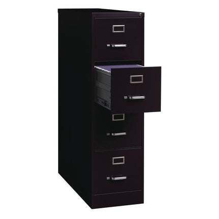 Four-Drawer Economy Vertical File, 4 Letter-Size File Drawers, Black, 15" x 28.5" x 52"