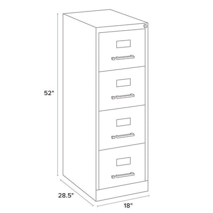 Four-Drawer Economy Vertical File, 4 Letter-Size File Drawers, Black, 15" x 28.5" x 52"