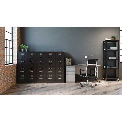 Four-Drawer Economy Vertical File, 4 Letter-Size File Drawers, Black, 15" x 28.5" x 52"