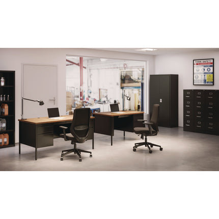 Four-Drawer Economy Vertical File, 4 Letter-Size File Drawers, Black, 15" x 28.5" x 52"