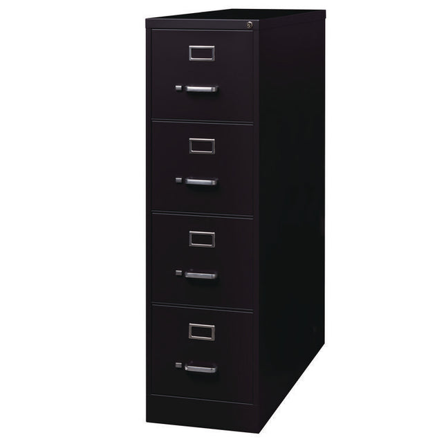 Four-Drawer Economy Vertical File, 4 Letter-Size File Drawers, Black, 15" x 28.5" x 52"