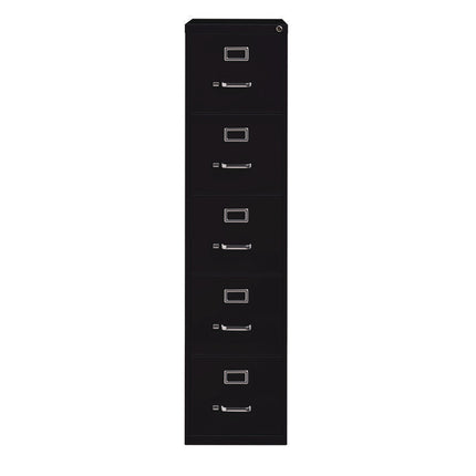 Five-Drawer Economy Vertical File, 5 Letter-Size File Drawers, Black, 15" x 28.5" x 61.37"