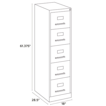 Five-Drawer Economy Vertical File, 5 Letter-Size File Drawers, Black, 15" x 28.5" x 61.37"
