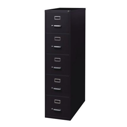 Five-Drawer Economy Vertical File, 5 Letter-Size File Drawers, Black, 15" x 28.5" x 61.37"