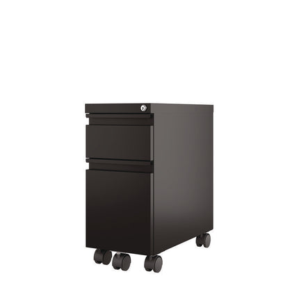 Box/File Slim Desk Pedestal, 2 Drawers: Box/File, Letter/Legal, Black, 10" x 19.88" x 21.75"
