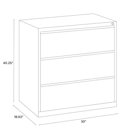 Lateral File, 3 Letter/Legal/A4 -Size File Drawers, White, 30" x 18.63" x 40.25"