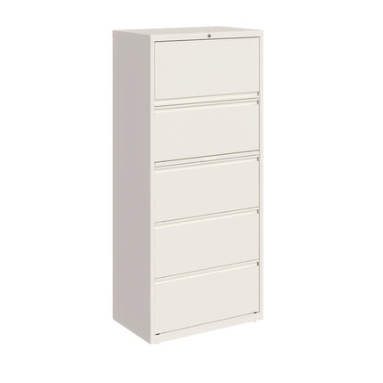 Lateral File, 5 Letter/Legal/A4 -Size File Drawers, White, 30" x 18.63" x 67.63"
