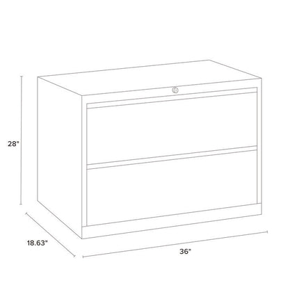 Lateral File, 2 Letter/Legal/A4 -Size File Drawers, White, 36" x 18.63" x 28"