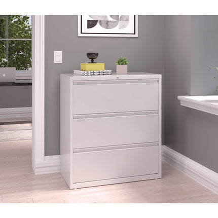 Lateral File, 3 Letter/Legal/A4 -Size File Drawers, White, 36" x 18.63" x 40.25"