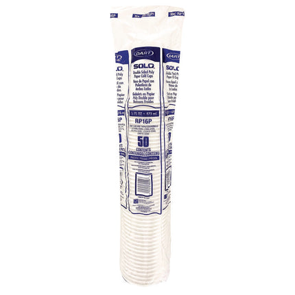 Double Sided Poly (DSP) Paper Cold Cups, 16 oz, White, 50 Cups/Sleeve, 20 Sleeves/Carton