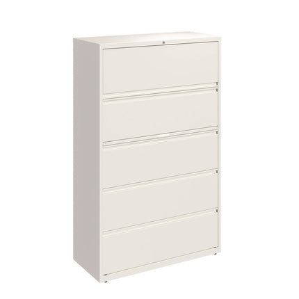 Lateral File, 5 Letter/Legal/A4 -Size File Drawers, White, 42" x 18.63" x 67.63"