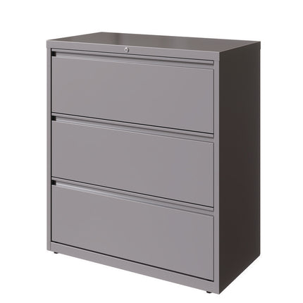 Lateral File, 3 Letter/Legal/A4 -Size File Drawers, Arctic Silver, 36" x 18.63" x 40.25"