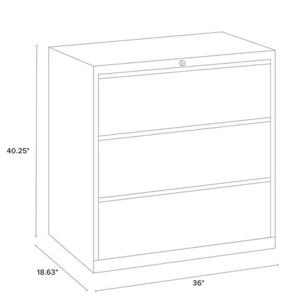 Lateral File, 3 Letter/Legal/A4 -Size File Drawers, Arctic Silver, 36" x 18.63" x 40.25"