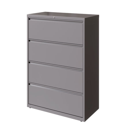 Lateral File, 4 Letter/Legal/A4 -Size File Drawers, Arctic Silver, 36" x 18.63" x 52.5"