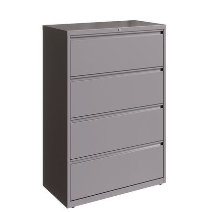 Lateral File, 4 Letter/Legal/A4 -Size File Drawers, Arctic Silver, 36" x 18.63" x 52.5"