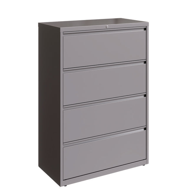 Lateral File, 4 Letter/Legal/A4 -Size File Drawers, Arctic Silver, 36" x 18.63" x 52.5"