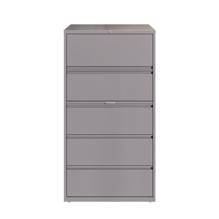 Lateral File, 5 Letter/Legal/A4 -Size File Drawers, Arctic Silver, 36" x 18.63" x 67.63"