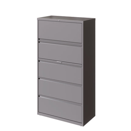 Lateral File, 5 Letter/Legal/A4 -Size File Drawers, Arctic Silver, 36" x 18.63" x 67.63"