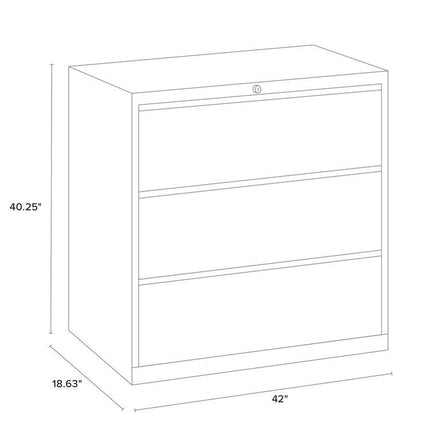 Lateral File, 3 Letter/Legal/A4 -Size File Drawers, Arctic Silver, 42" x 18.63" x 40.25"