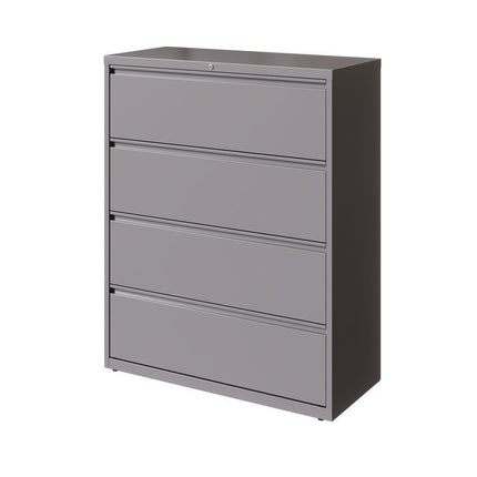 Lateral File, 4 Letter/Legal/A4 -Size File Drawers, Arctic Silver, 42" x 18.63" x 52.5"