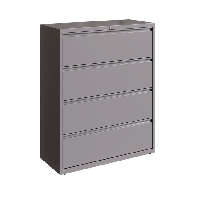 Lateral File, 4 Letter/Legal/A4 -Size File Drawers, Arctic Silver, 42" x 18.63" x 52.5"