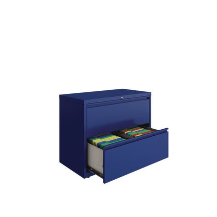 Lateral File, 2 Letter/Legal/A4 -Size File Drawers, Classic Blue, 36" x 18.63" x 28"