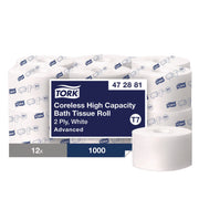 Advanced Coreless High Capacity Bath Tissue, 2-Ply, White, 1,000 Sheets/Roll, 12 Rolls/Carton
