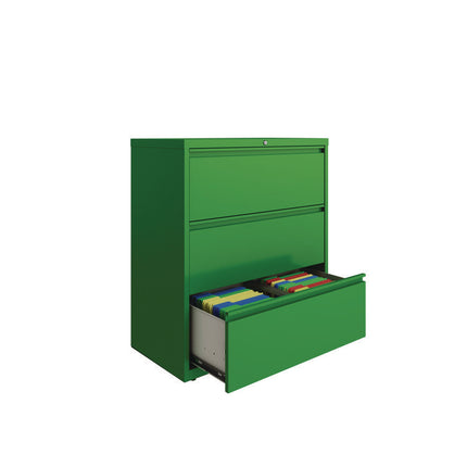 Lateral File, 3 Letter/Legal/A4 -Size File Drawers, Screamin' Green, 36" x 18.63" x 40.25"