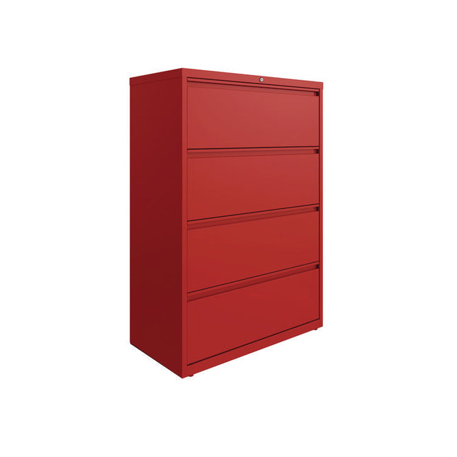 Lateral File, 4 Letter/Legal/A4 -Size File Drawers, Lava Red, 36" x 18.63" x 52.5"