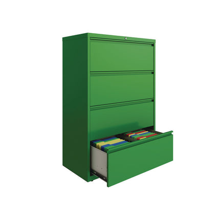 Lateral File, 4 Letter/Legal/A4 -Size File Drawers, Screamin' Green, 36" x 18.63" x 52.5"
