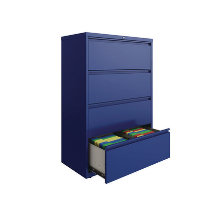 Lateral File, 4 Letter/Legal/A4 -Size File Drawers, Classic Blue, 36" x 18.63" x 52.5"