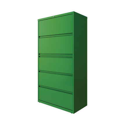 Lateral File, 5 Letter/Legal/A4 -Size File Drawers, Screamin' Green, 36" x 18.63" x 67.63"